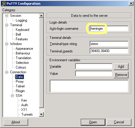 putty setup dialog #2