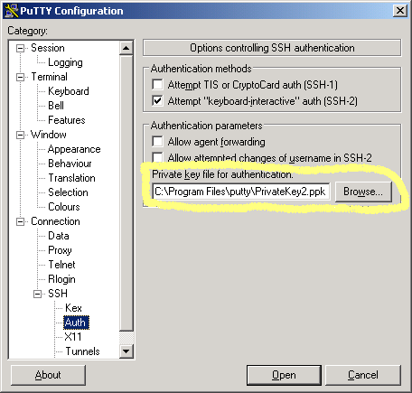 Putty configuration dialog #3