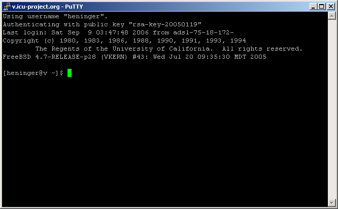 putty login screen